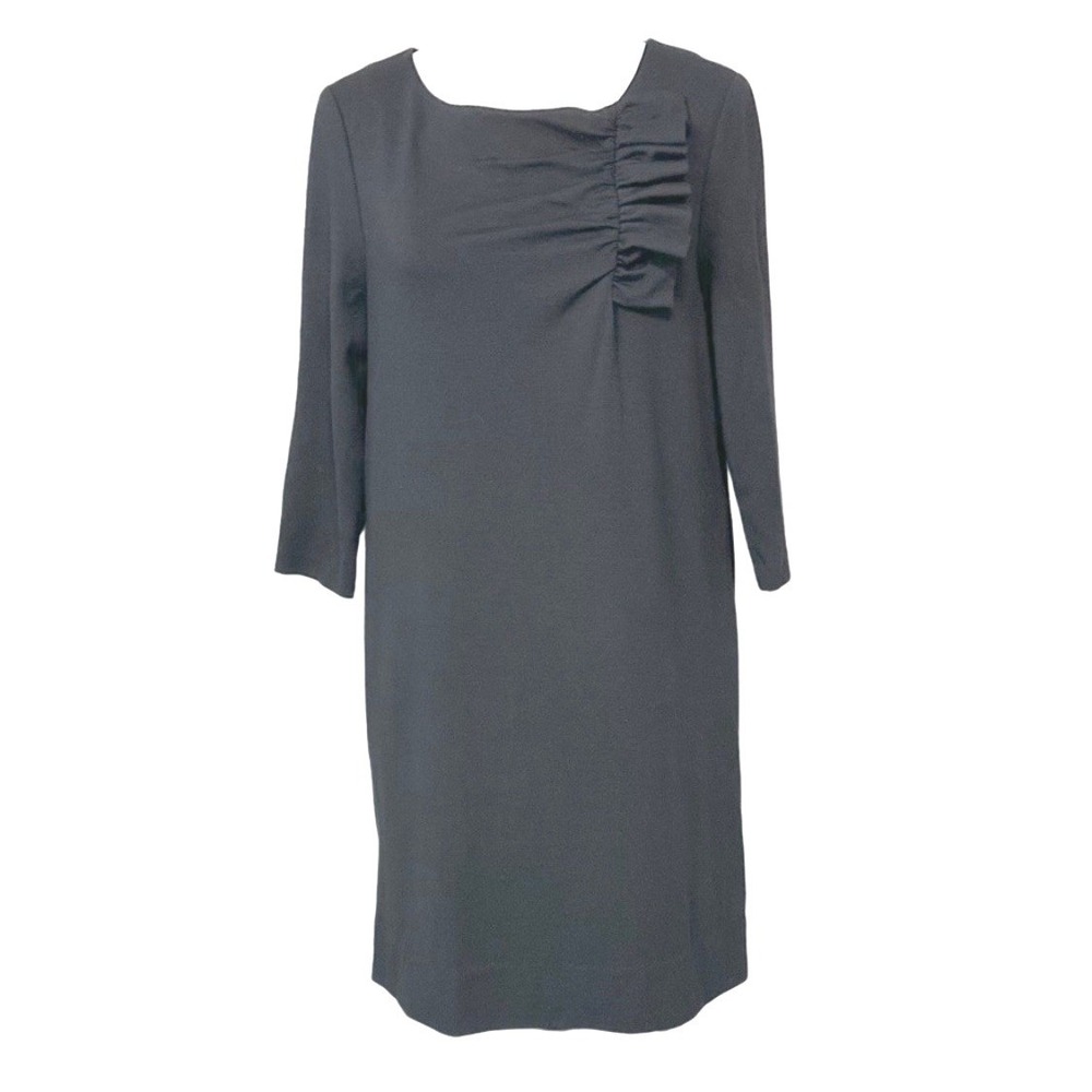 Kate Spade Black Livia Ponte Side Rushed Shift Dress Size 10